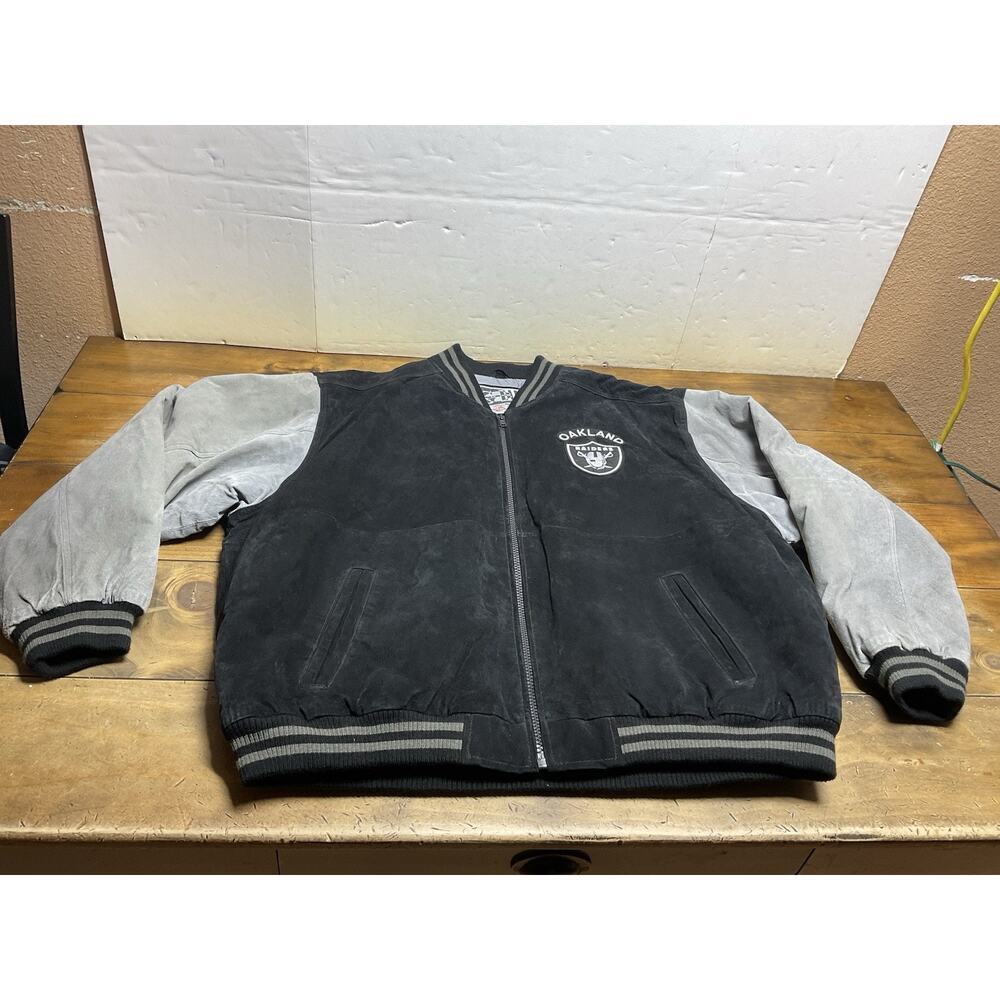 Vintage 90’s G3 G-III Carl Banks Raiders NFL Suede Leather Jacket Size 2XL